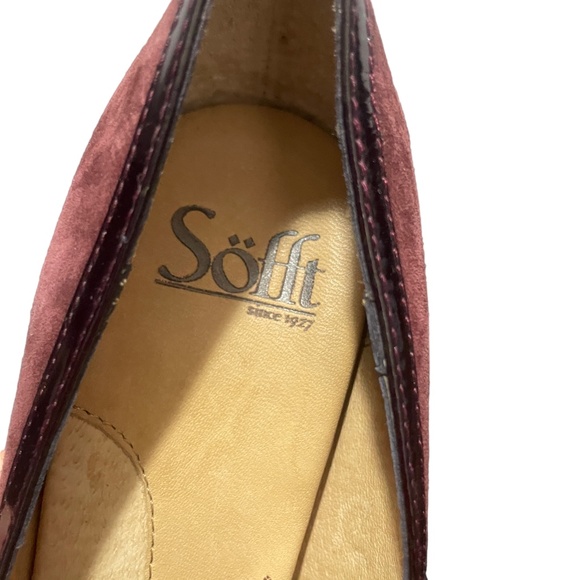 Sofft 8 1/2 Wine Burgundy 3" heel Suede Leather Upper and Sock‎ Peep Toe Shoe - Picture 5 of 9